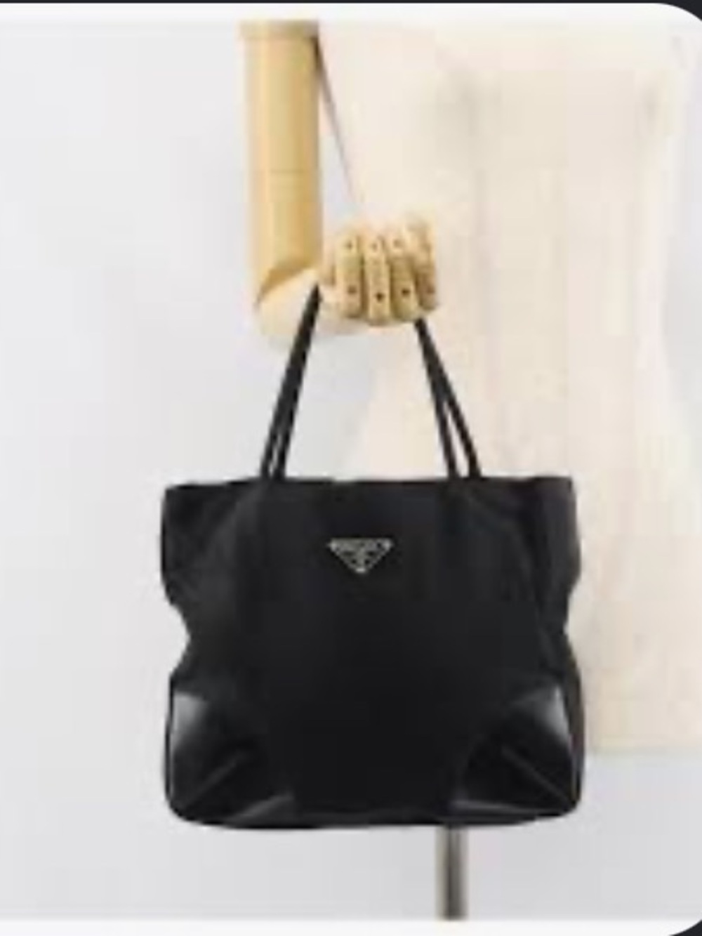 Vintage Prada pocono Black Nylon and Leather Trim bag